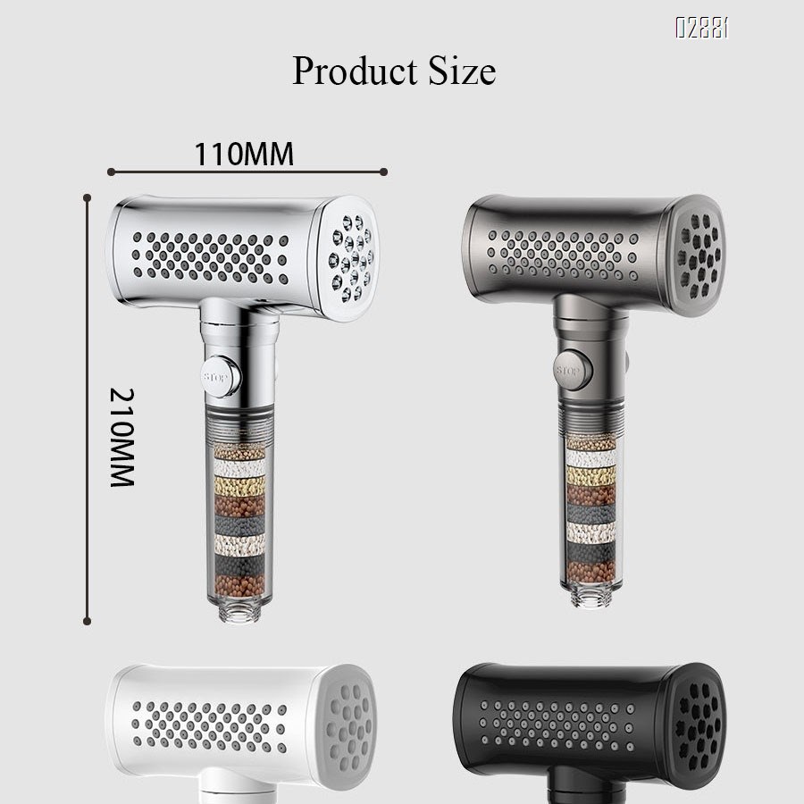 High Pressure 4 Spray Mode Handheld Shower Head with One Button to Stop Water Softener Filters for Hard Water  Remove Chlorine