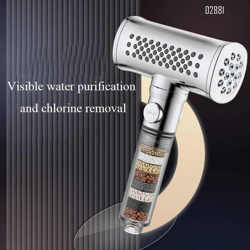 High Pressure 4 Spray Mode Handheld Shower Head with One Button to Stop Water Softener Filters for Hard Water  Remove Chlorine