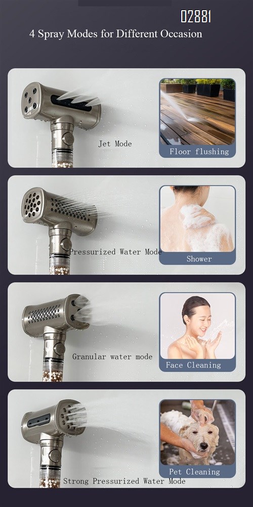 High Pressure 4 Spray Mode Handheld Shower Head with One Button to Stop Water Softener Filters for Hard Water  Remove Chlorine