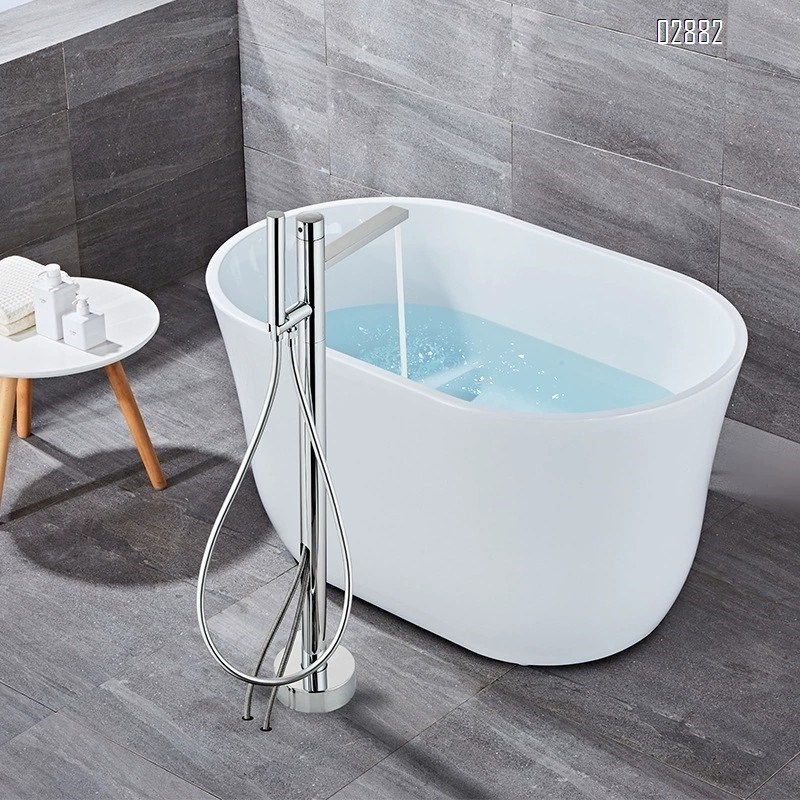 Brass  Home Stand Alone Bathtub Shower Head Hot and Cold Tap Floor-Mounted Sink Vertical Shower Set