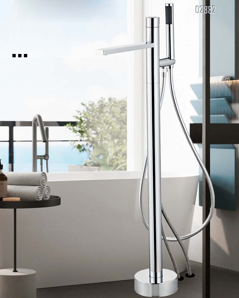 Brass  Home Stand Alone Bathtub Shower Head Hot and Cold Tap Floor-Mounted Sink Vertical Shower Set