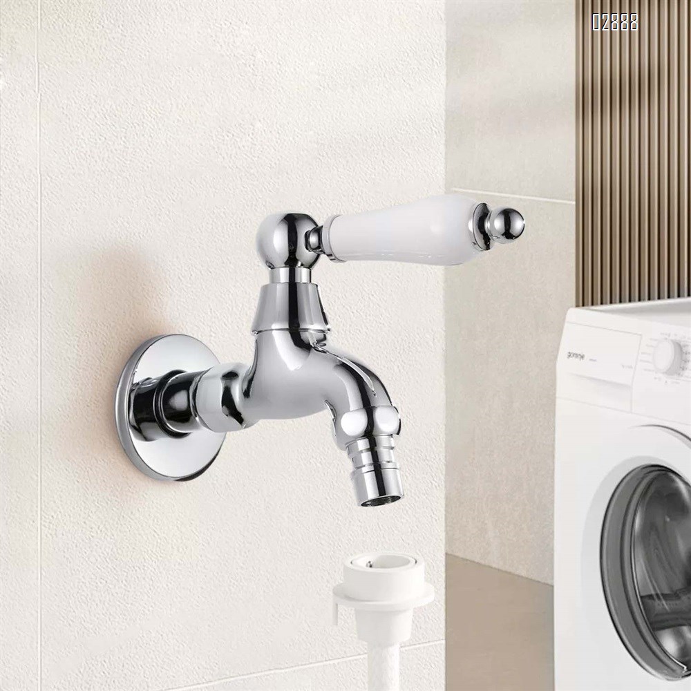Chrome golden full Brass washing machine faucet single cold 4-way quick-open mop pool water outlet connector home faucet