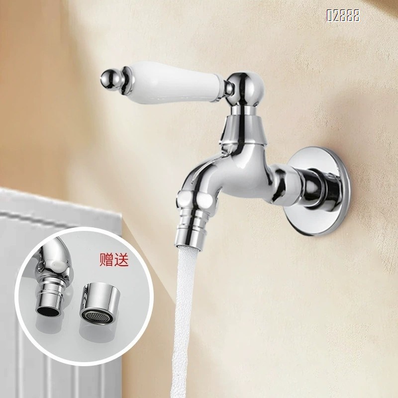 Chrome golden full Brass washing machine faucet single cold 4-way quick-open mop pool water outlet connector home faucet