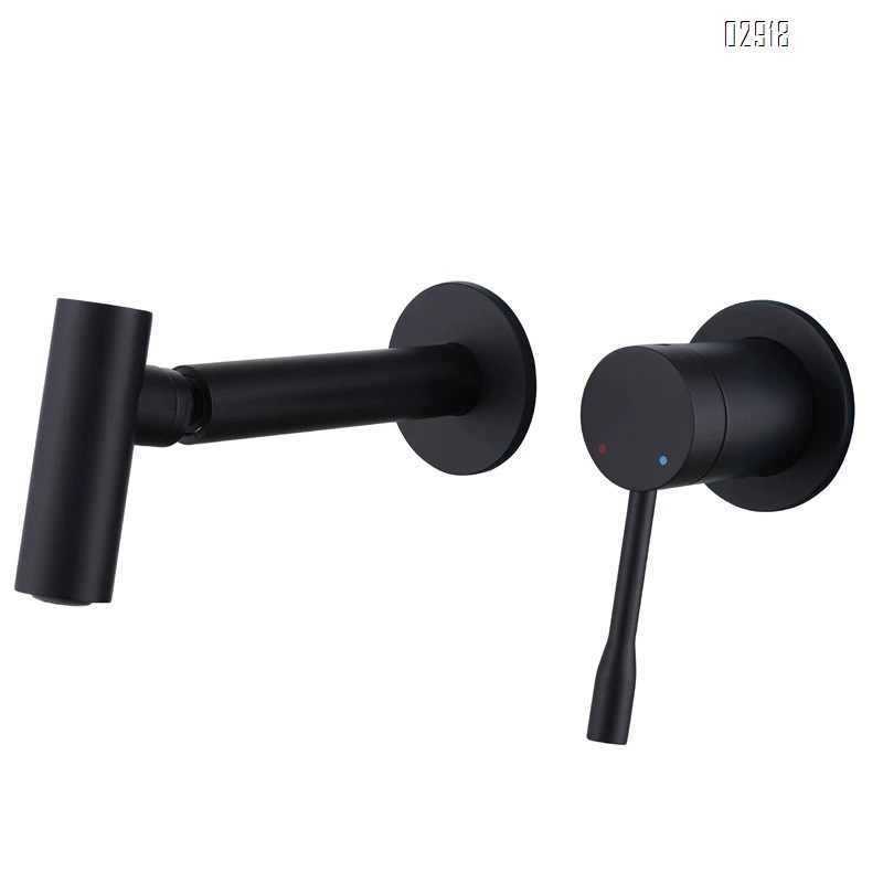 Wall-mounted faucet for sink with 360° swivel built-in for wall-hung cold and hot water Brass spray for mouthwash in the bathroom