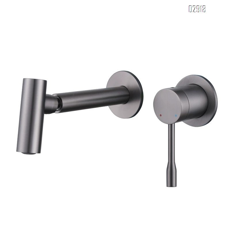 Wall-mounted faucet for sink with 360° swivel built-in for wall-hung cold and hot water Brass spray for mouthwash in the bathroom