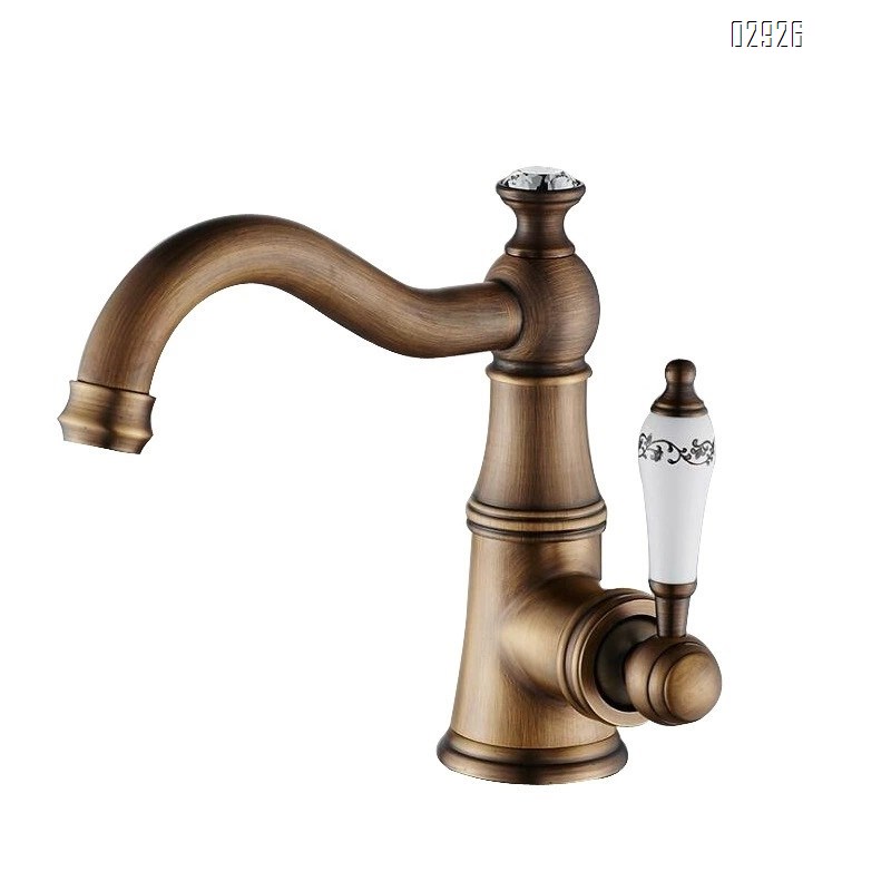 Black  European golden hot and cold water faucet brass ceramic handle wash basin vanity basin mixing faucet