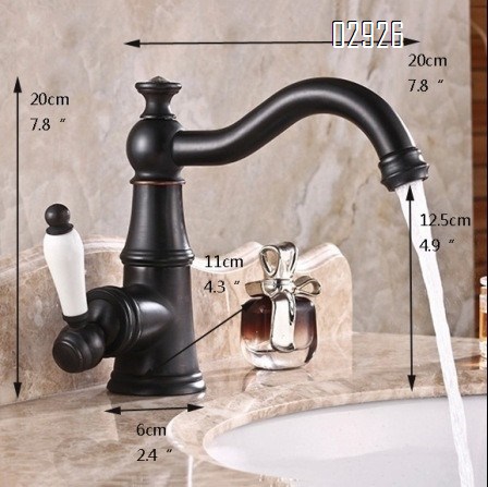 Black  European golden hot and cold water faucet brass ceramic handle wash basin vanity basin mixing faucet