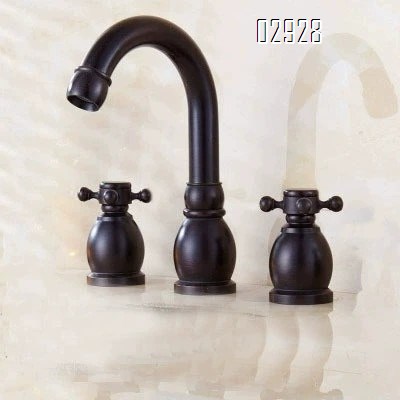 European style Antique brass split basin faucets set antique bathtub double handle three-hole mixing faucet