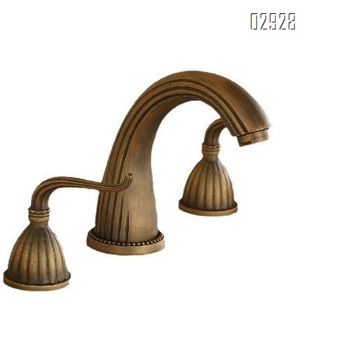 European style Antique brass split basin faucets set antique bathtub double handle three-hole mixing faucet