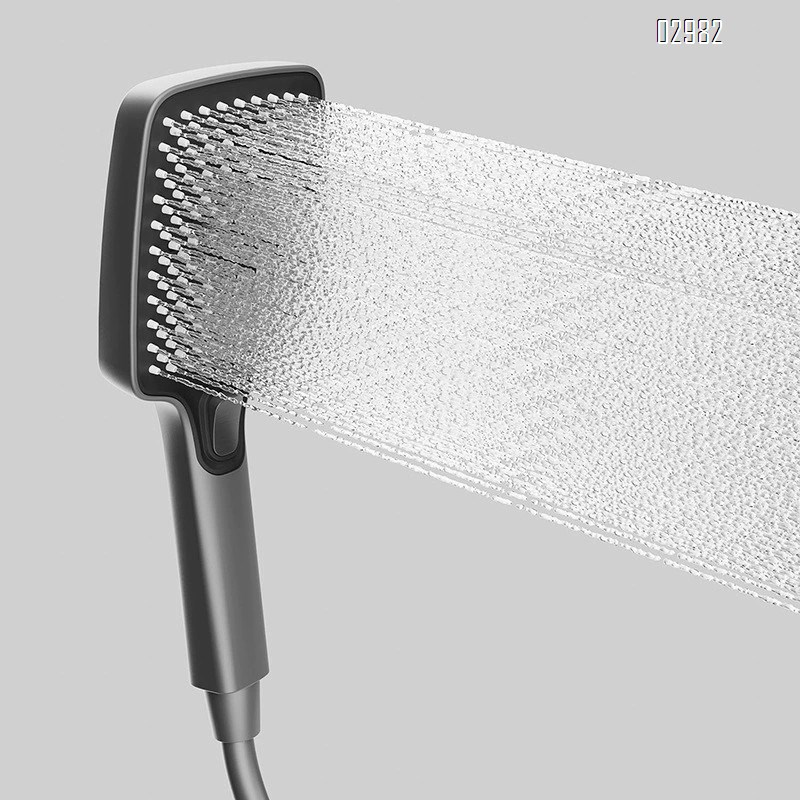 Full Brass gunmetal grey bath tub waterfall faucet cold and hot shower bathroom wall-mounted bath side shower head set