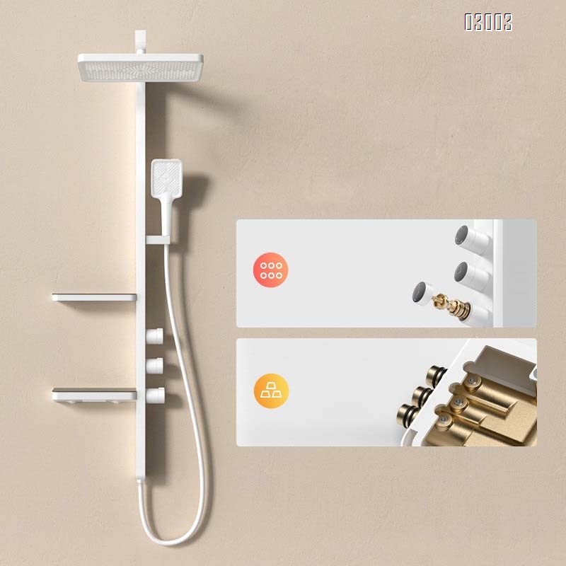 High-end gunmetal gray and elegant white integrated shower faucet set  double-layer storage shower faucet set for home bathroom