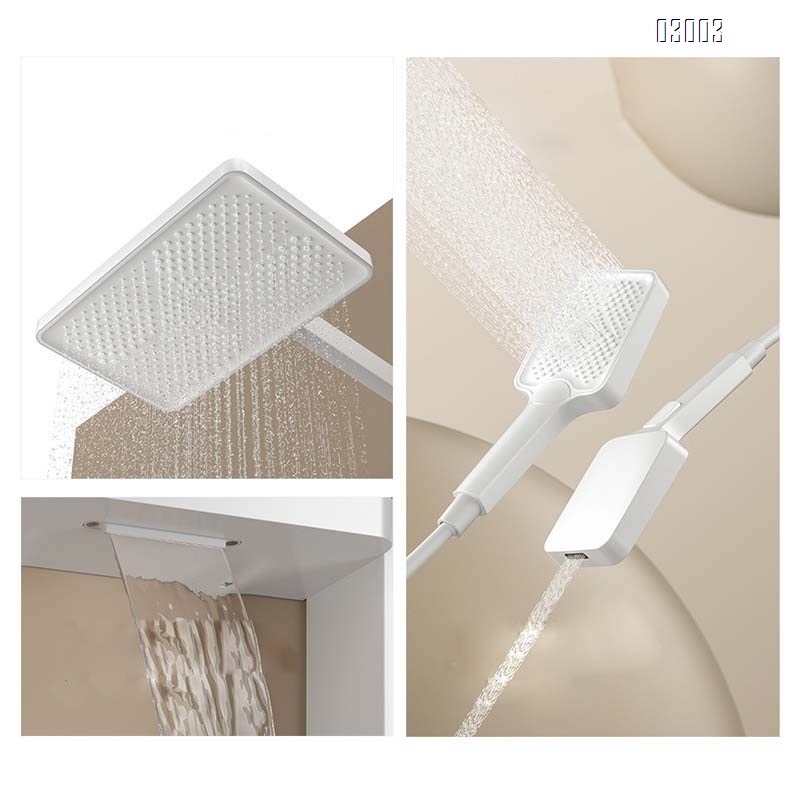 High-end gunmetal gray and elegant white integrated shower faucet set  double-layer storage shower faucet set for home bathroom