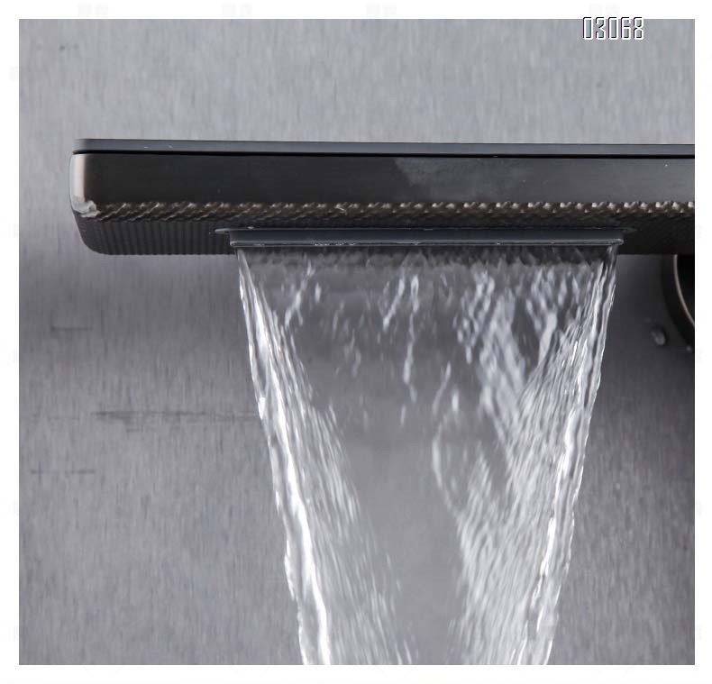 Gun Grey Secondary shower set light luxury style cold and hot faucet home use all Brass hotel43cm long storage shelf shower faucet