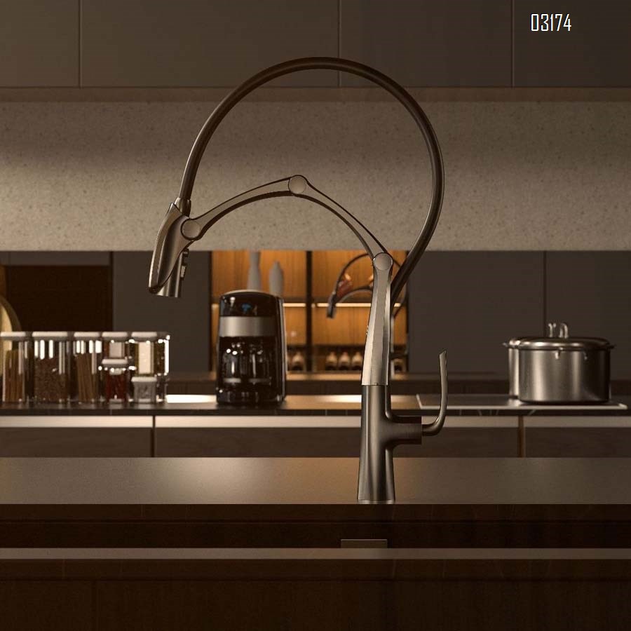 Gold Luxury All Bras pull-down Cold and Hot water kitchen sink faucet with sensor and digital display