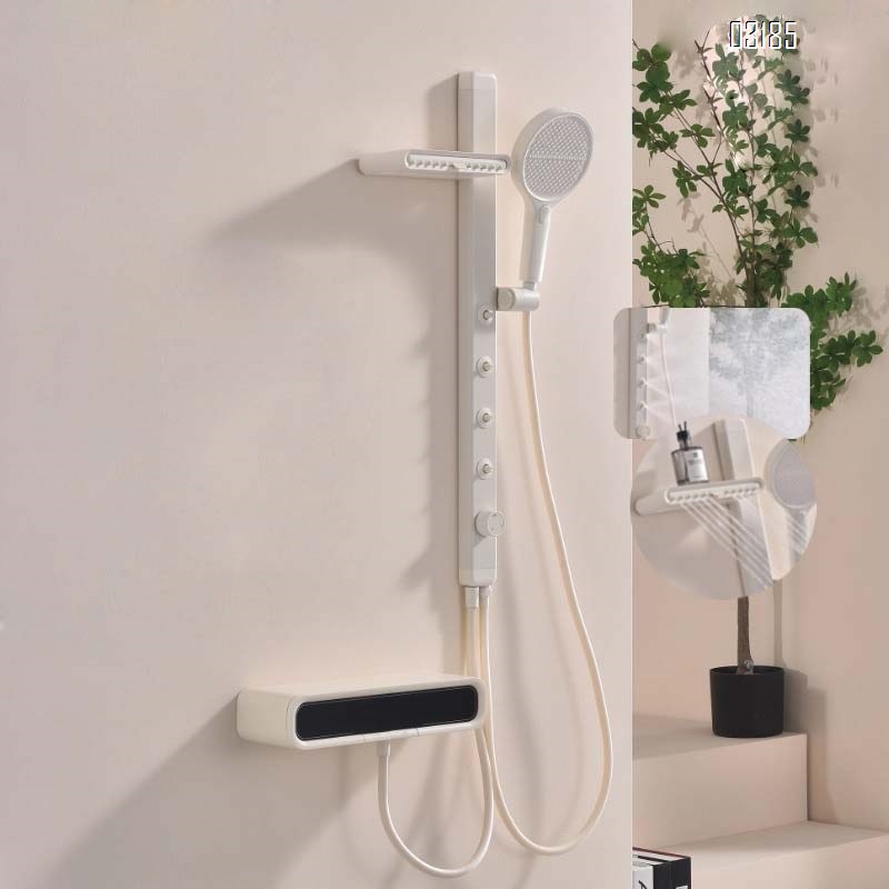 Cream-style fine brass shoulder-waist spray gun grey digital display constant temperature no-top spray pressure shower set for small