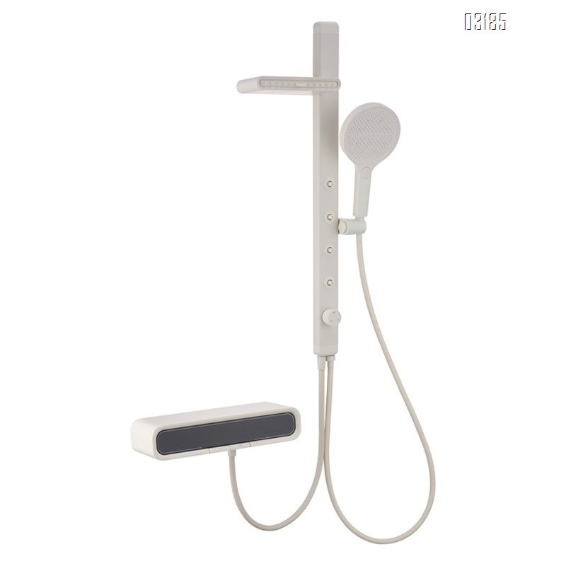 Cream-style fine brass shoulder-waist spray gun grey digital display constant temperature no-top spray pressure shower set for small