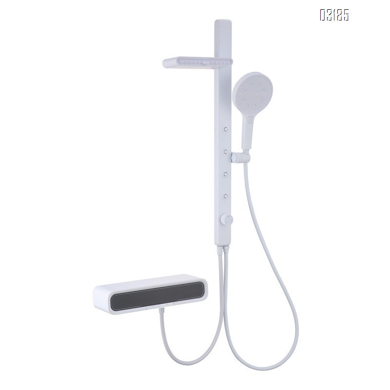 Cream-style fine brass shoulder-waist spray gun grey digital display constant temperature no-top spray pressure shower set for small