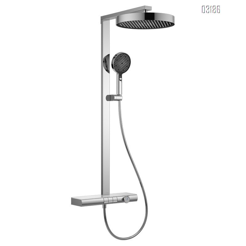 Gun Grey full Brass storage platform with temperature display button shower head set multifunctional pressure increasing for hotel and home use