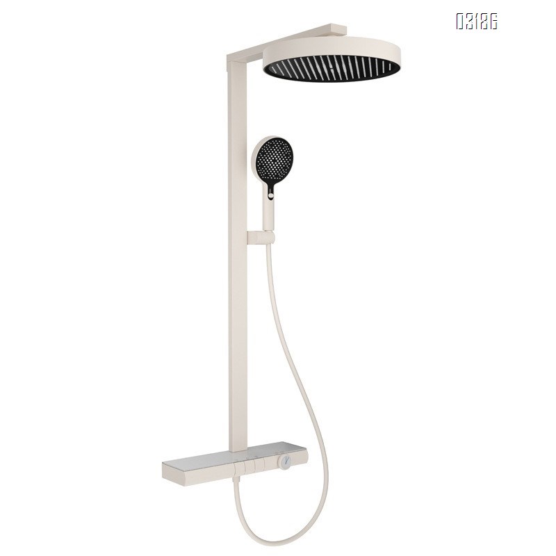 Gun Grey full Brass storage platform with temperature display button shower head set multifunctional pressure increasing for hotel and home use