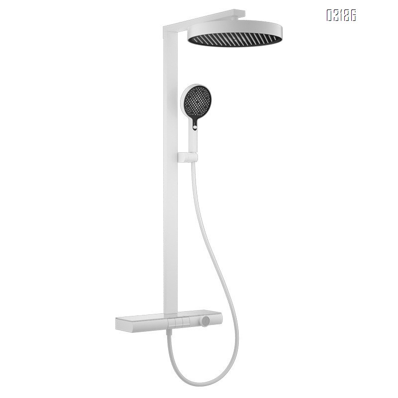 Gun Grey full Brass storage platform with temperature display button shower head set multifunctional pressure increasing for hotel and home use