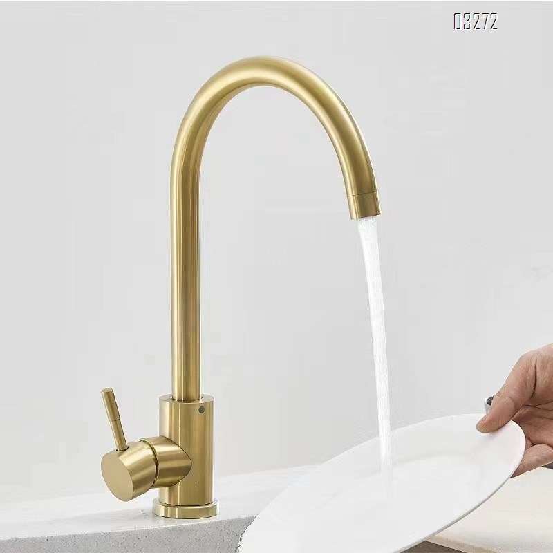 Single Handle High Arc Kitchen Faucet Stainless Steel Brushed Nickel,Single Hole Kitchen Sink Faucet,Modern  Bar Sink Faucet