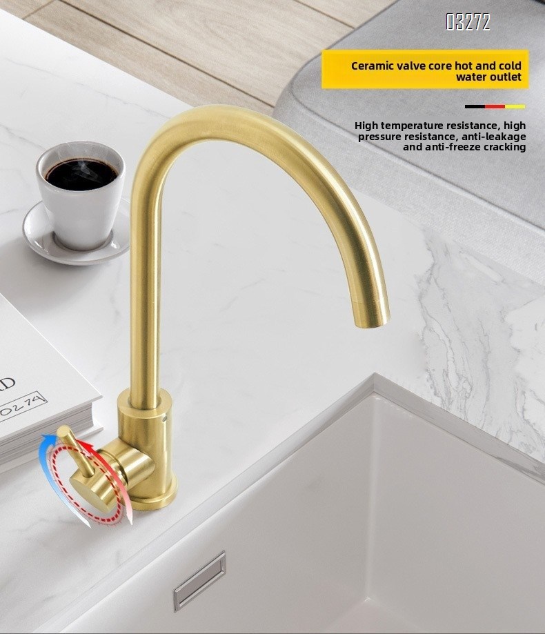 Single Handle High Arc Kitchen Faucet Stainless Steel Brushed Nickel,Single Hole Kitchen Sink Faucet,Modern  Bar Sink Faucet
