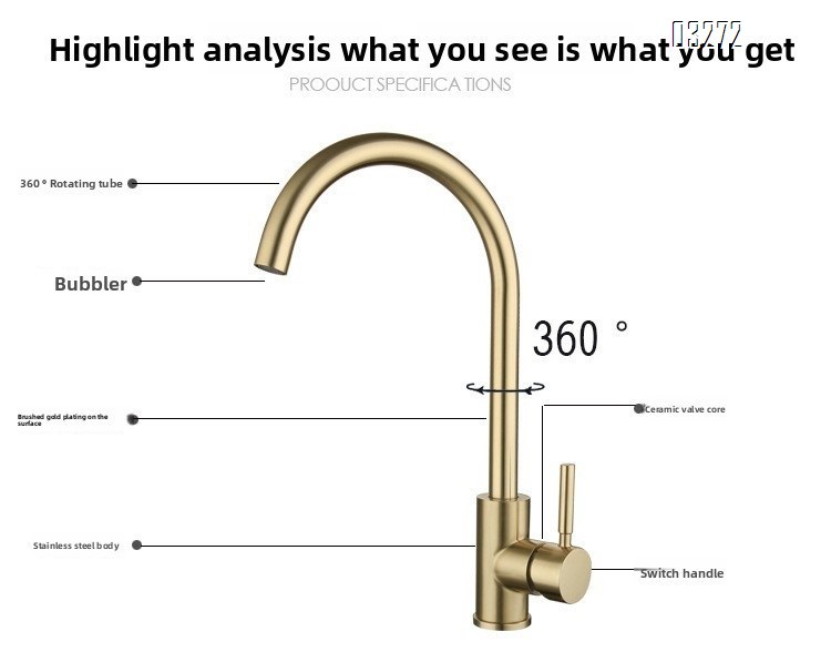 Single Handle High Arc Kitchen Faucet Stainless Steel Brushed Nickel,Single Hole Kitchen Sink Faucet,Modern  Bar Sink Faucet