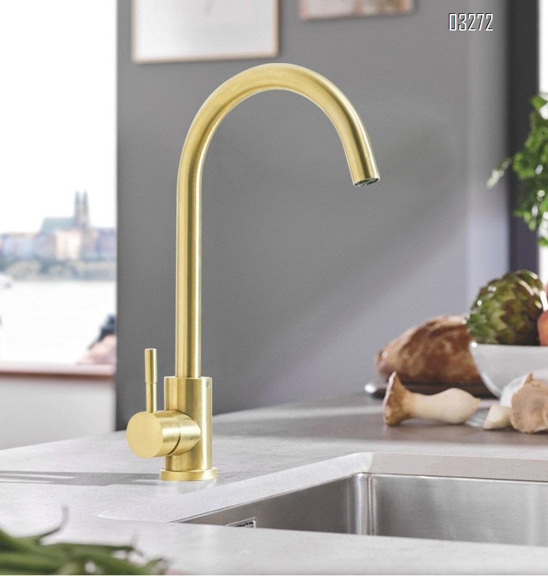 Single Handle High Arc Kitchen Faucet Stainless Steel Brushed Nickel,Single Hole Kitchen Sink Faucet,Modern  Bar Sink Faucet