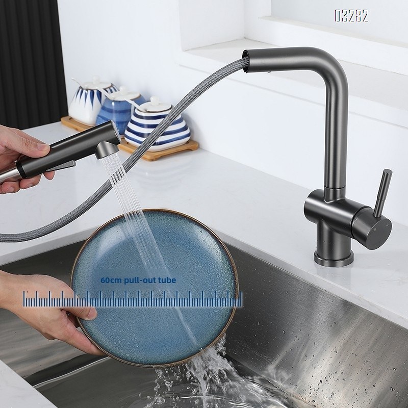 Kitchen Faucet with Pull-Out Sprayer, Modern Single Hole Kitchen Sink Faucet Dual Spray Mode Single Handle, Stainless