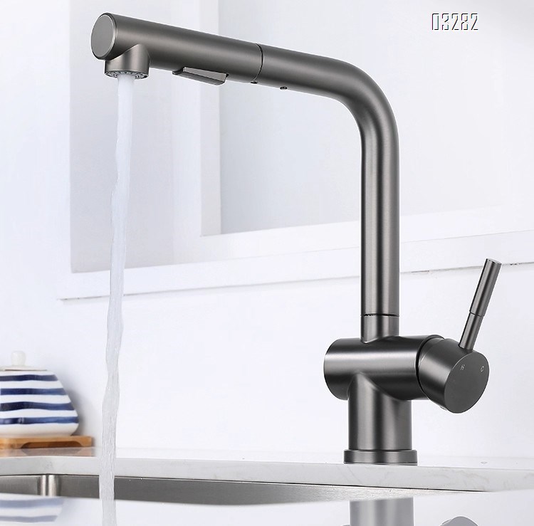 Kitchen Faucet with Pull-Out Sprayer, Modern Single Hole Kitchen Sink Faucet Dual Spray Mode Single Handle, Stainless