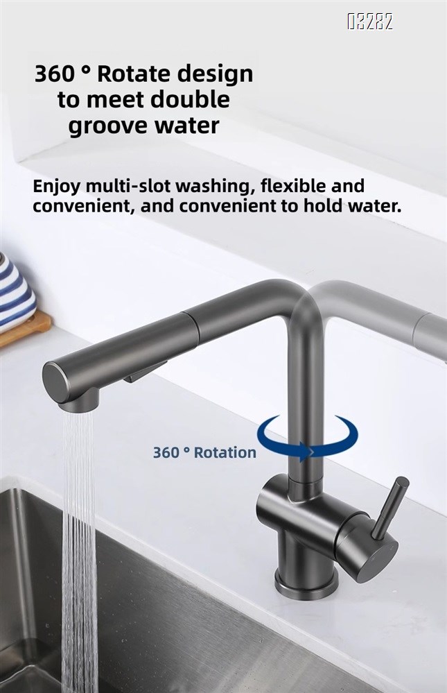 Kitchen Faucet with Pull-Out Sprayer, Modern Single Hole Kitchen Sink Faucet Dual Spray Mode Single Handle, Stainless