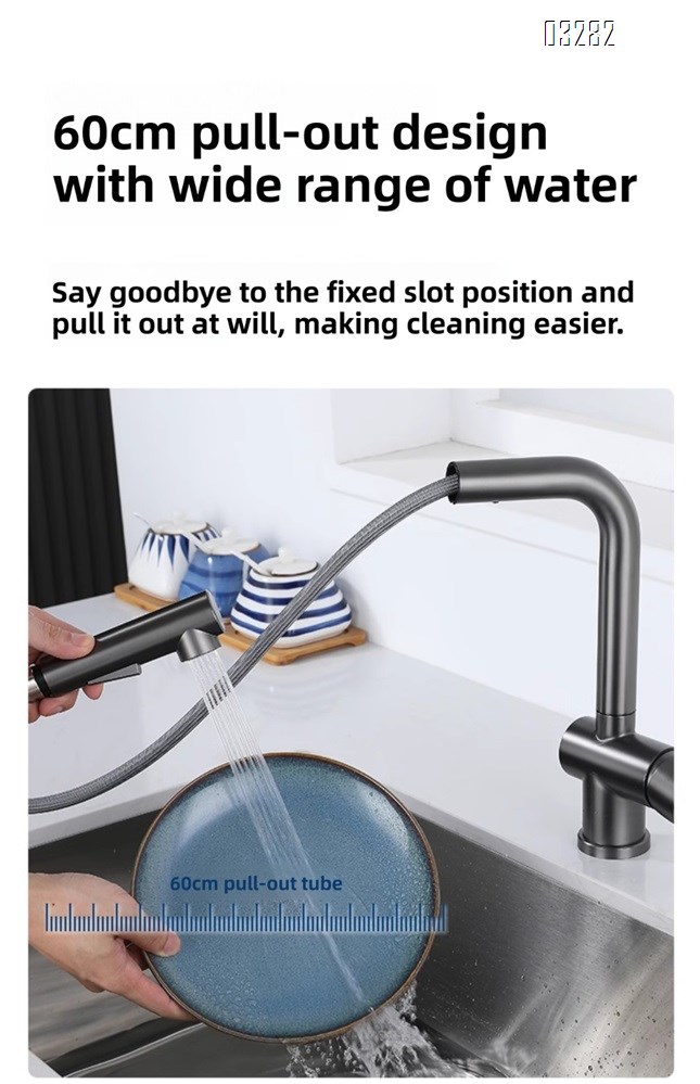 Kitchen Faucet with Pull-Out Sprayer, Modern Single Hole Kitchen Sink Faucet Dual Spray Mode Single Handle, Stainless