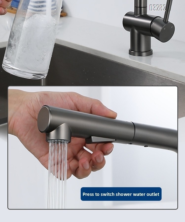 Kitchen Faucet with Pull-Out Sprayer, Modern Single Hole Kitchen Sink Faucet Dual Spray Mode Single Handle, Stainless