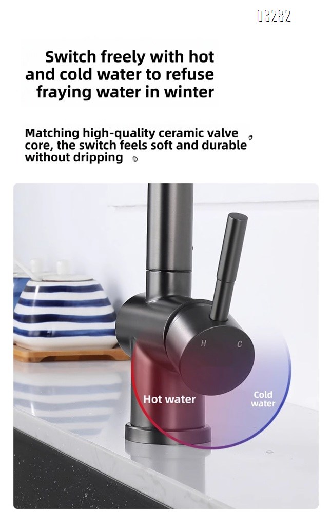 Kitchen Faucet with Pull-Out Sprayer, Modern Single Hole Kitchen Sink Faucet Dual Spray Mode Single Handle, Stainless