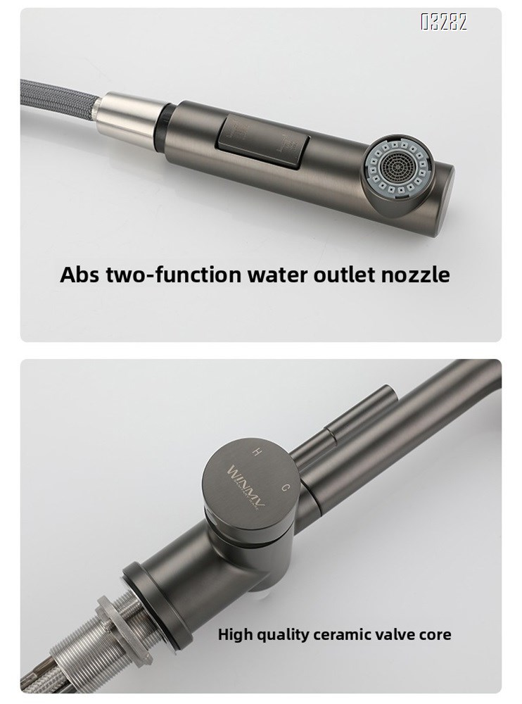 Kitchen Faucet with Pull-Out Sprayer, Modern Single Hole Kitchen Sink Faucet Dual Spray Mode Single Handle, Stainless