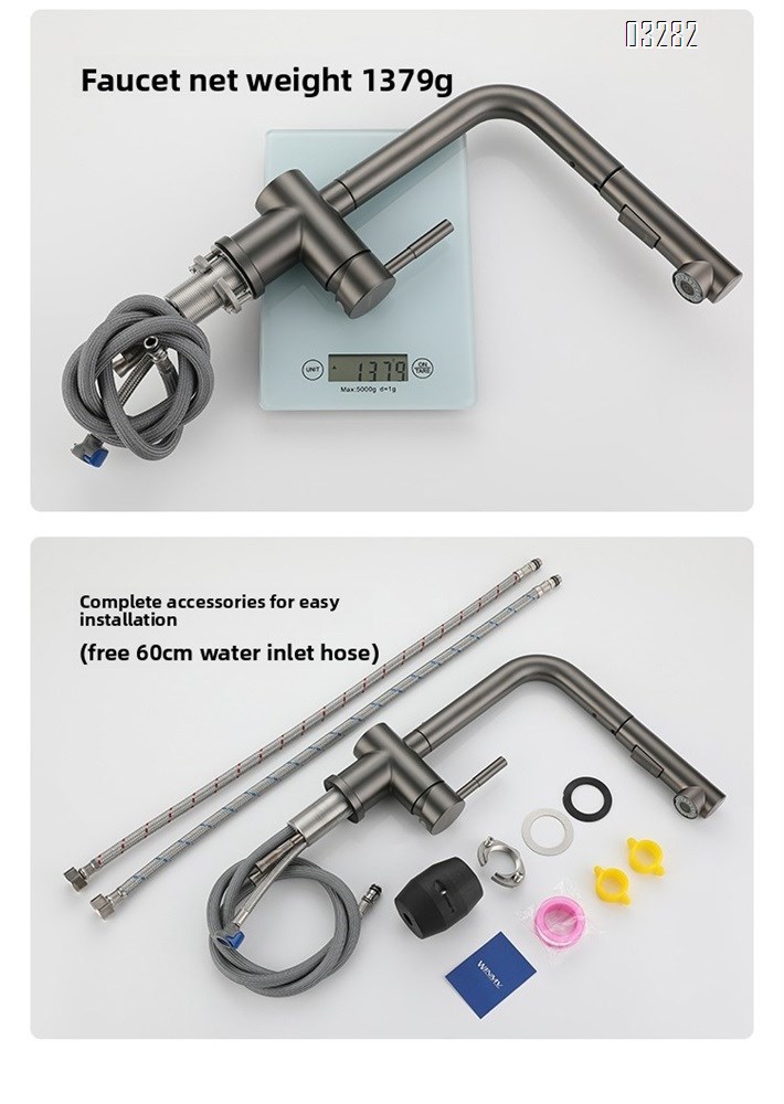 Kitchen Faucet with Pull-Out Sprayer, Modern Single Hole Kitchen Sink Faucet Dual Spray Mode Single Handle, Stainless