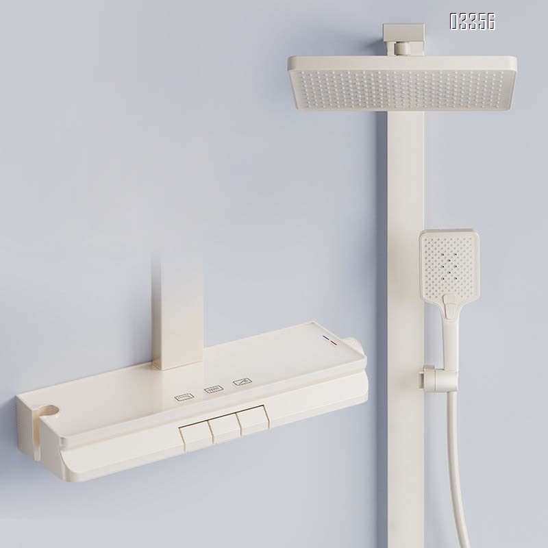 White full Brass shower head set Piano key rain shower for home bathroom toilet Tap