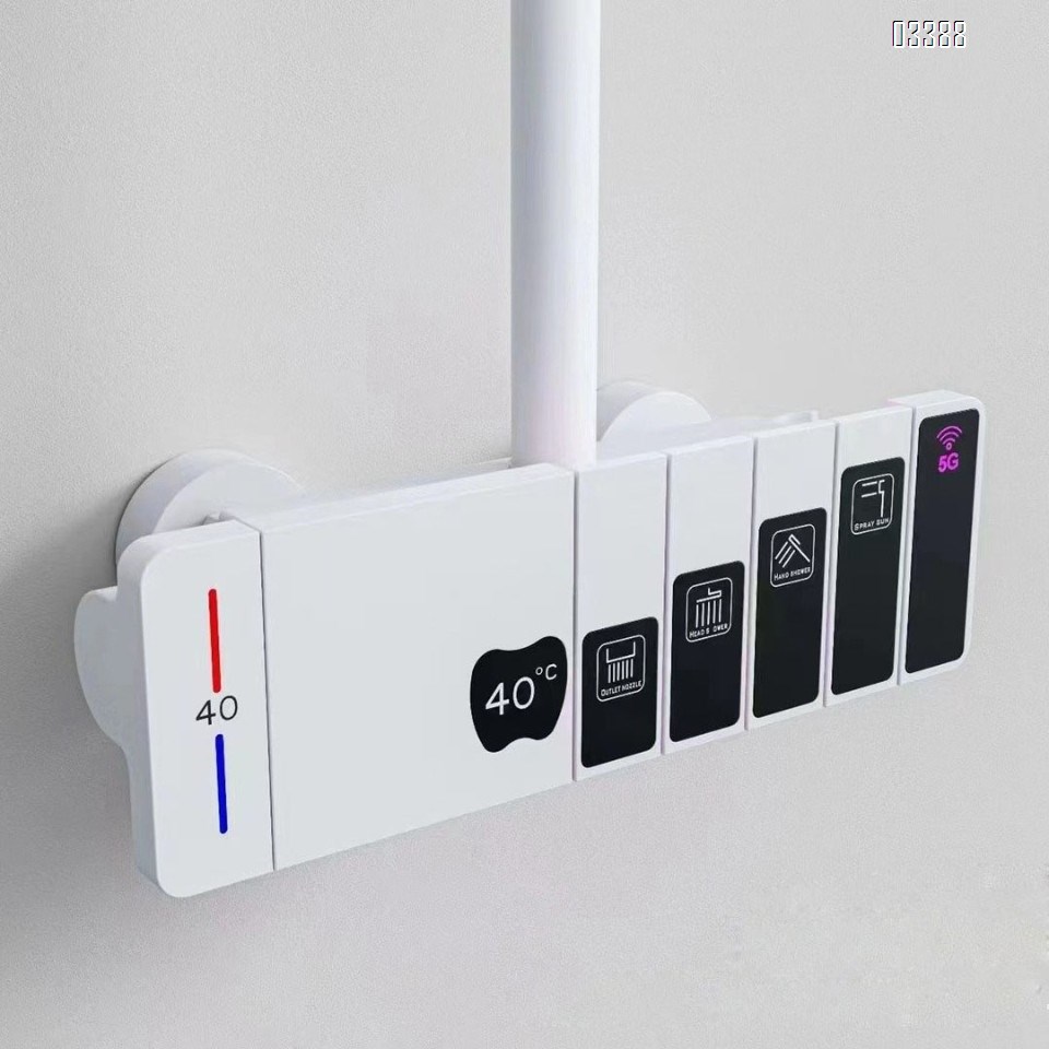 Themostatic Full Brass constant temperature shower faucet set high-grade Apple 5G piano key mood light digital display home set