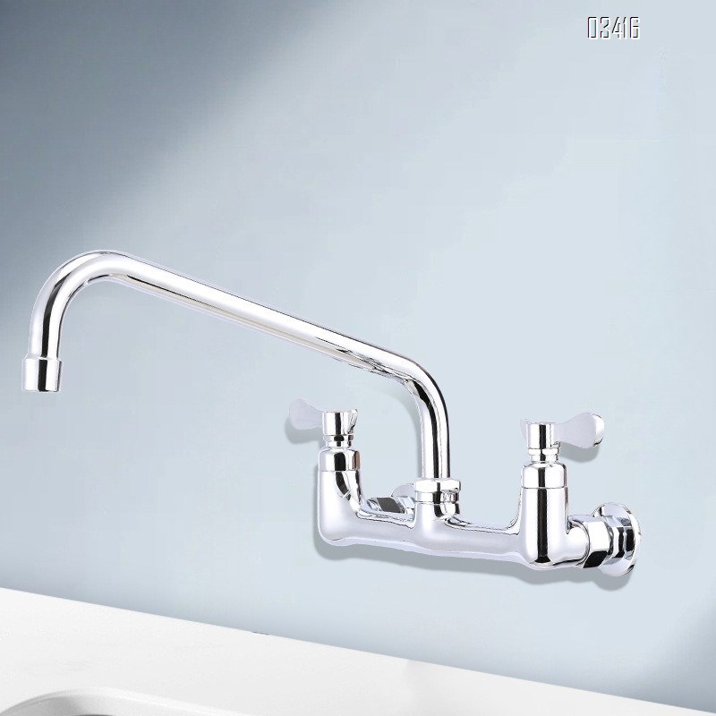 Kitchen Faucet Wall Mount Commercial Sink Faucet Kitchen Utility Laundry2 Dual Handle Restaurant Chrome Mixer Tap