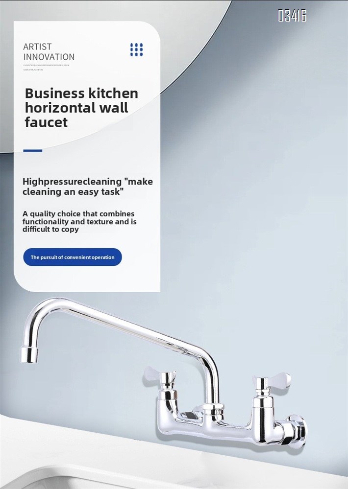 Kitchen Faucet Wall Mount Commercial Sink Faucet Kitchen Utility Laundry2 Dual Handle Restaurant Chrome Mixer Tap