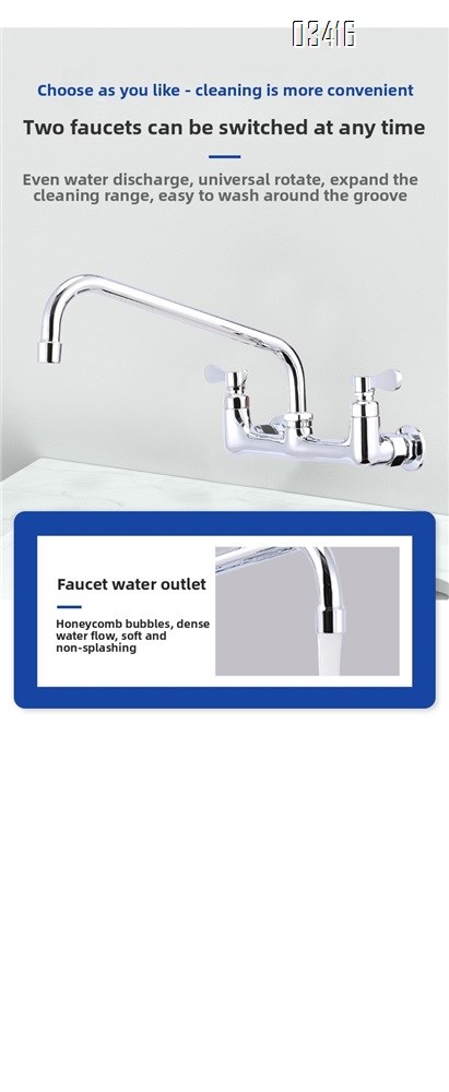 Kitchen Faucet Wall Mount Commercial Sink Faucet Kitchen Utility Laundry2 Dual Handle Restaurant Chrome Mixer Tap