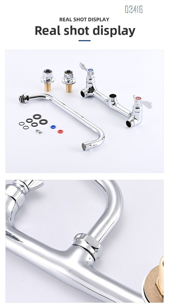 Kitchen Faucet Wall Mount Commercial Sink Faucet Kitchen Utility Laundry2 Dual Handle Restaurant Chrome Mixer Tap