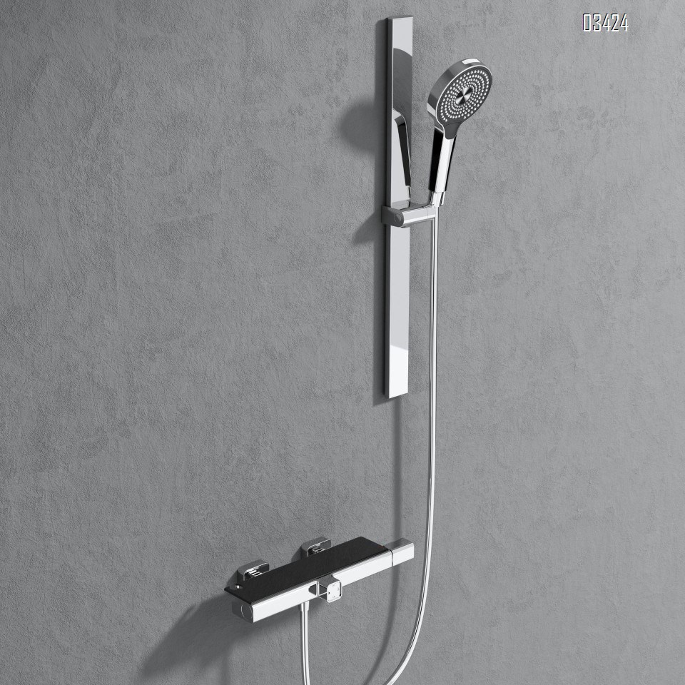 Full Brass gun gray split-style simple shower head set for home and hotel use off-white shower head set without top spray