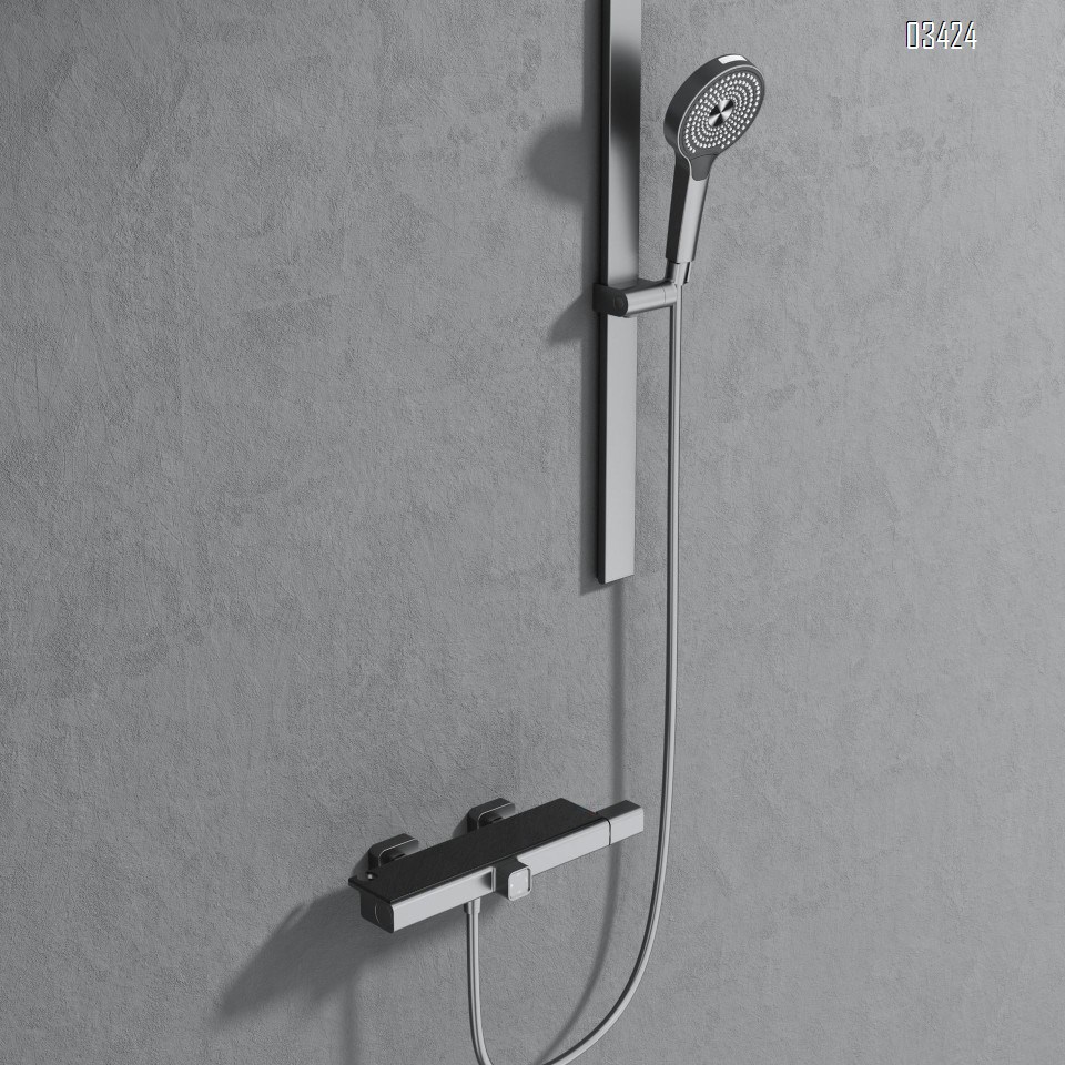 Full Brass gun gray split-style simple shower head set for home and hotel use off-white shower head set without top spray