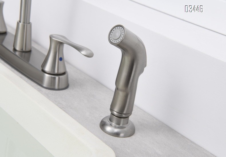 Kitchen Faucets, High Arc 360°Rotating Spout Kitchen Sink Faucet 2 Handle ,3 Hole Kitchen Faucet with Side Sprayer, Brushed