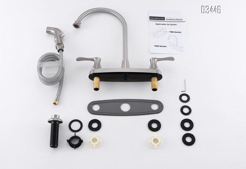 Kitchen Faucets, High Arc 360°Rotating Spout Kitchen Sink Faucet 2 Handle ,3 Hole Kitchen Faucet with Side Sprayer, Brushed