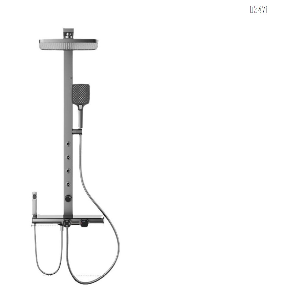 Gun grey Brass shower big rain head set device washstand thermostatic temperature cold and hot bathroom bathing set valve body