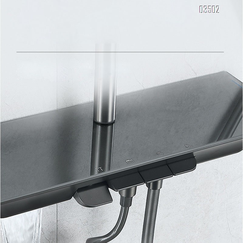 Gun grey 4-function shower head set with shower head and bathroom faucet for home use constant temperature rain shower set