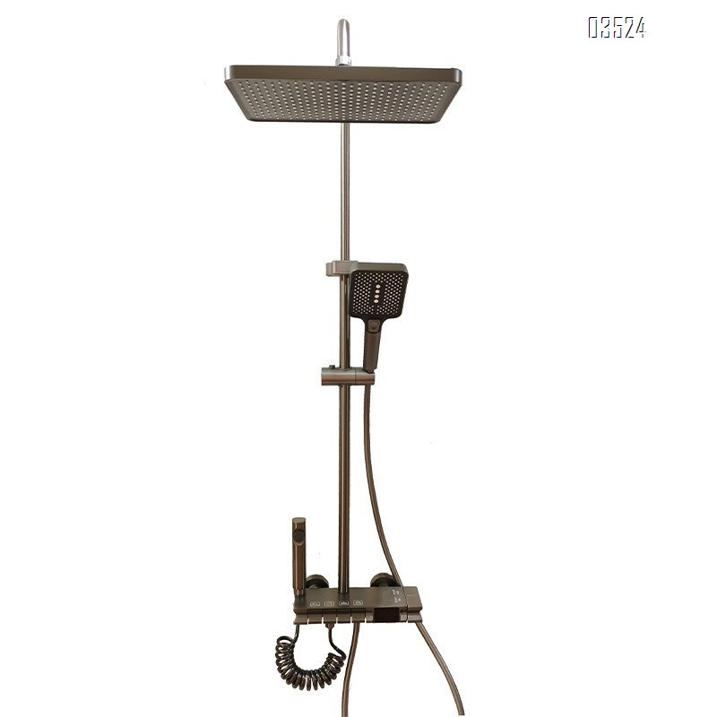 New digital display atmosphere light shower hidden installation shower head set water-plated gray shower head shower a complete set