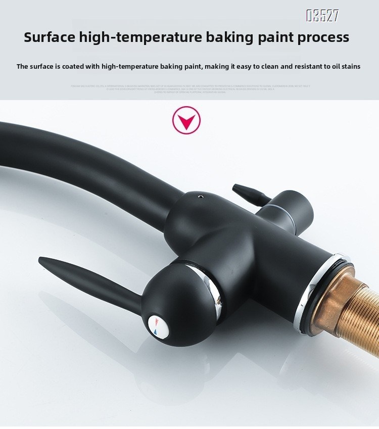 Dual Function Matte Black  Kitchen Faucet with Water Purifier Modern Single Hole Kitchen Sink Faucet, Dual Handle, Brass